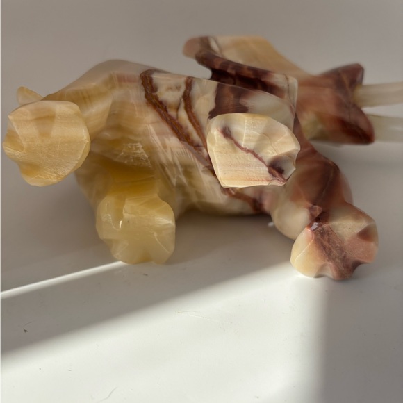 Artisan Marble Elephant Sculpture - Tan and Cream - Picture 8 of 8